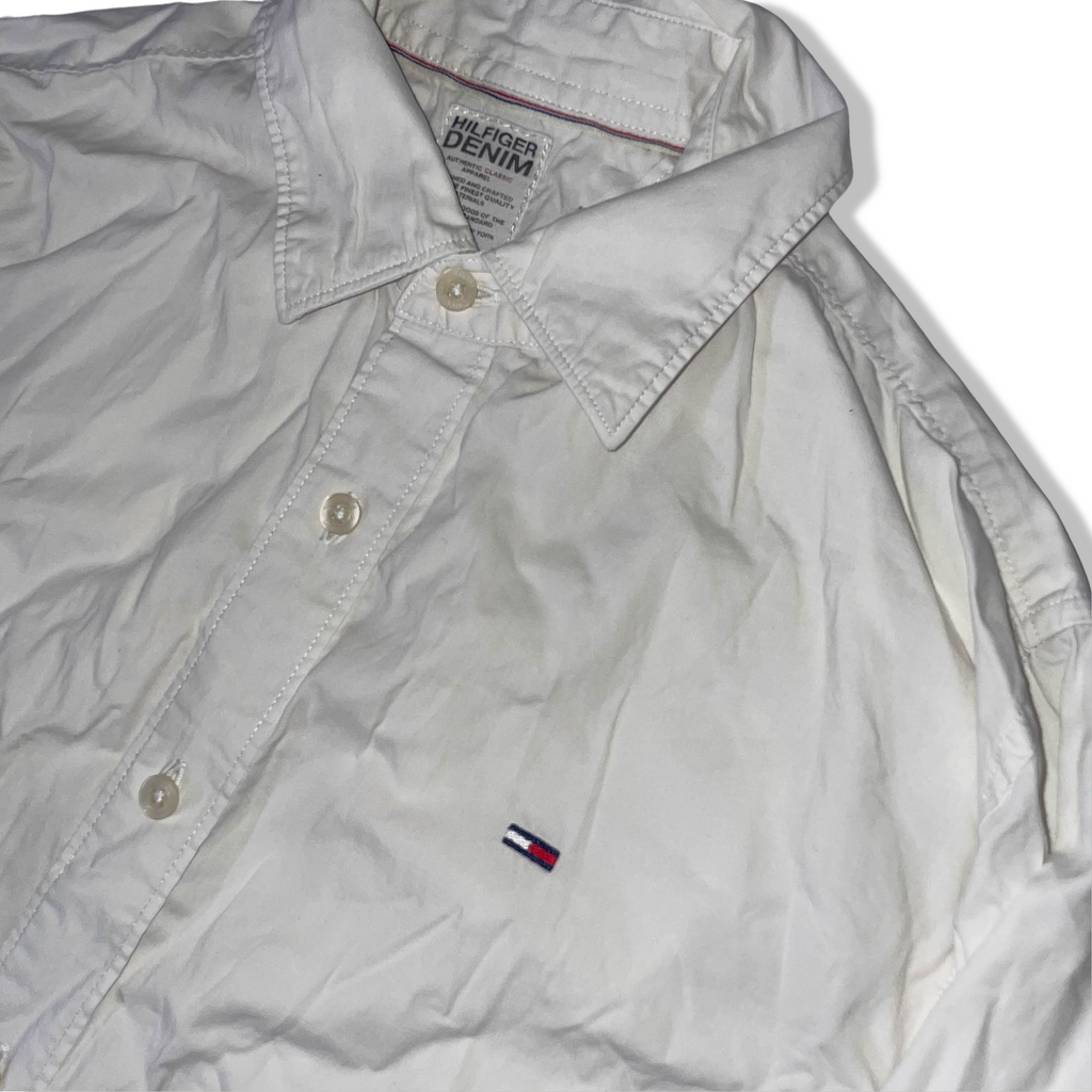 Vintage Tommy Hilfiger Denim small white mens long sleeve authentic shirt