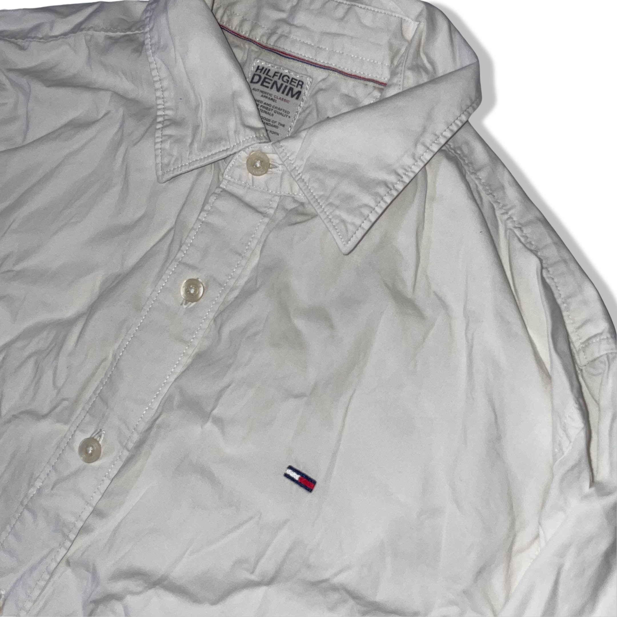 Vintage Tommy Hilfiger Denim small white mens long sleeve authentic shirt