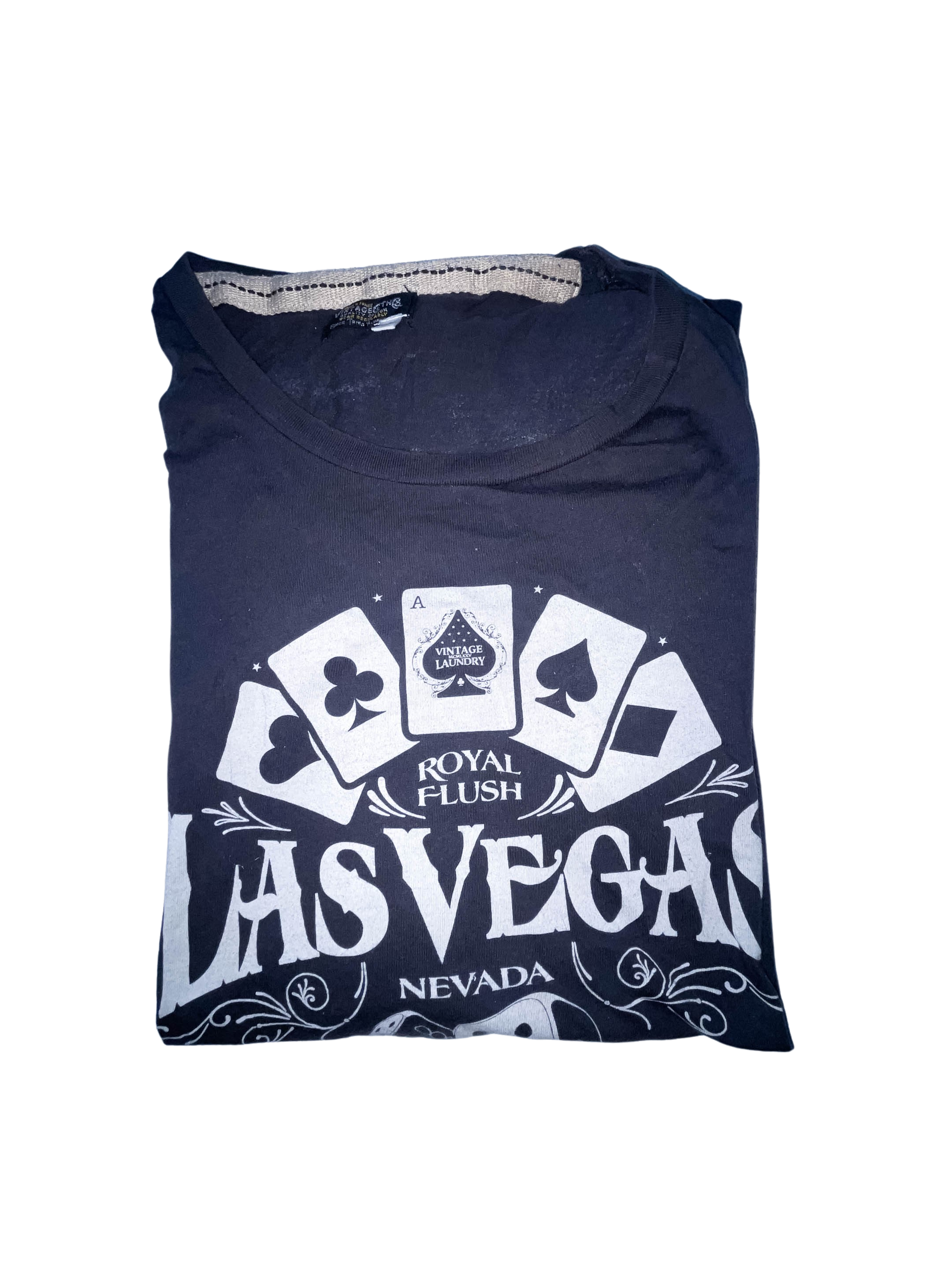 Vintage Las Vegas Nevada Royal Flush graphics black tees XXL