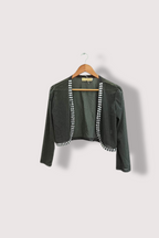 Vintage Shannon womens cropped beaded open front grey jacket M/L