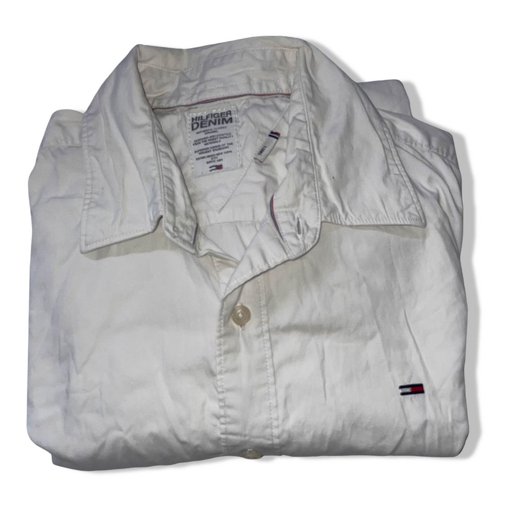 Vintage Tommy Hilfiger Denim small white mens long sleeve authentic shirt