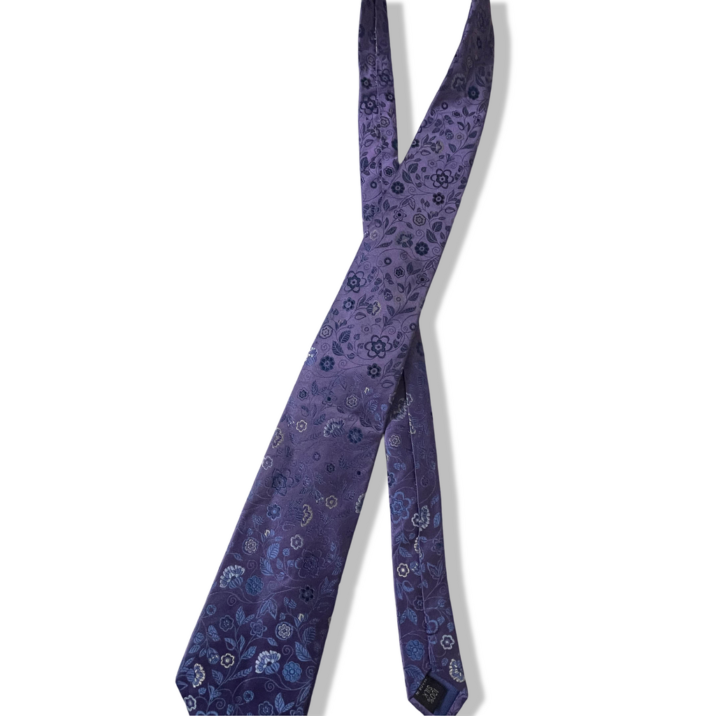 Vintage Thomas Nash purple floral print men's office tie L 56| SKU 3746