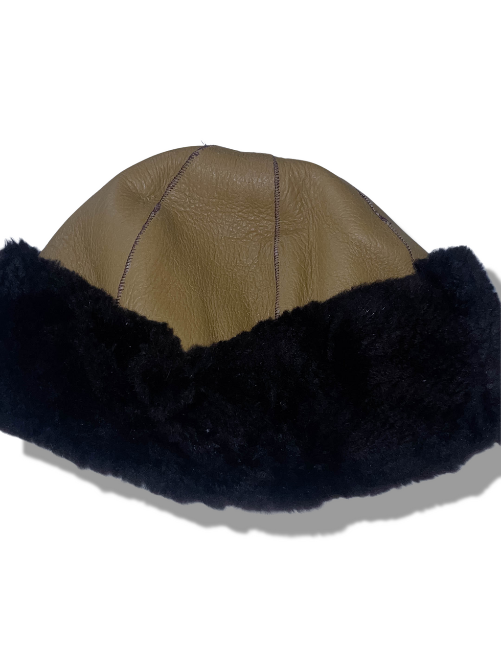 Vintage Genuine leather cream and black docker cap fisherman