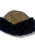 Vintage Genuine leather cream and black docker cap fisherman