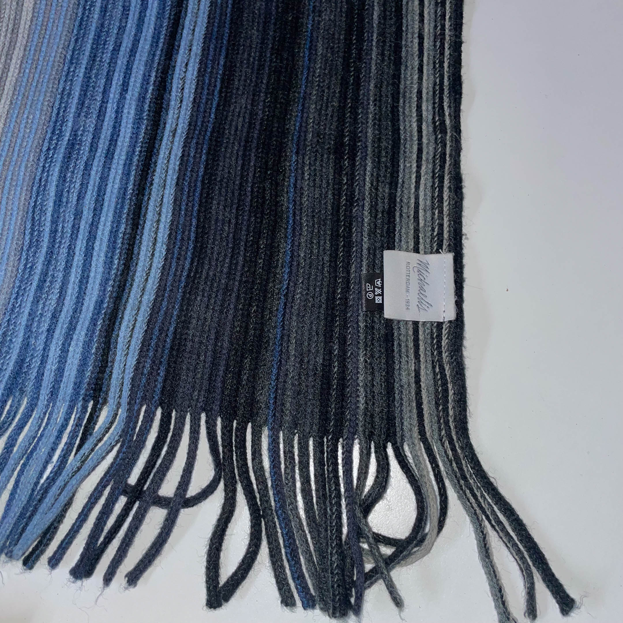 Vintage Michealis multicolor wool winter scarf| L 35 W 12 |BLUE&GREY|SKU 3703