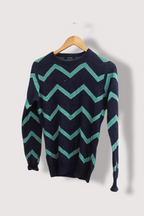 Vintage Hank green zig zag stripe womens large cotton crew neck sweatshirt