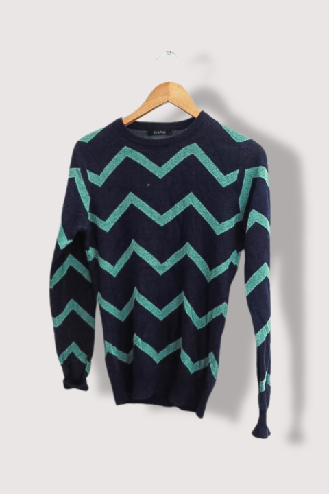 Vintage Hank green zig zag stripe womens large cotton crew neck sweatshirt