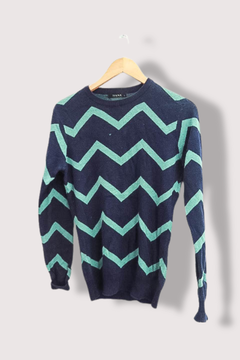 Vintage Hank green zig zag stripe womens large cotton crew neck sweatshirt