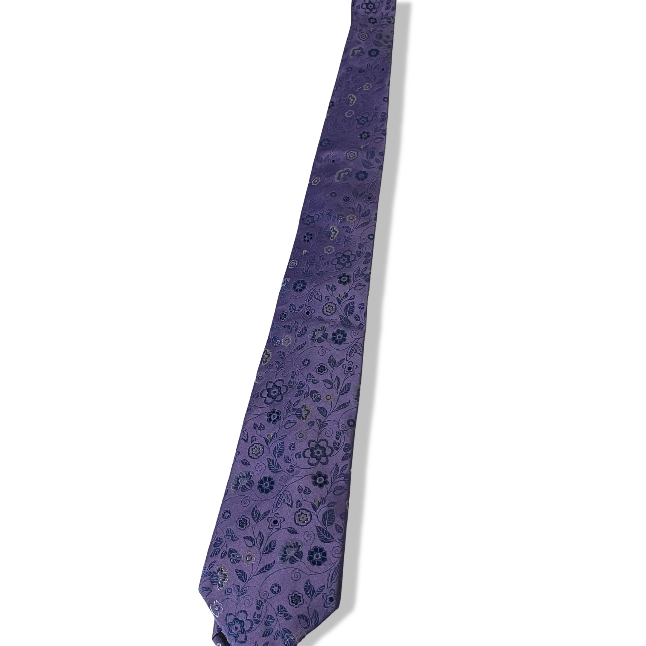 Vintage Thomas Nash purple floral print men's office tie L 56| SKU 3746