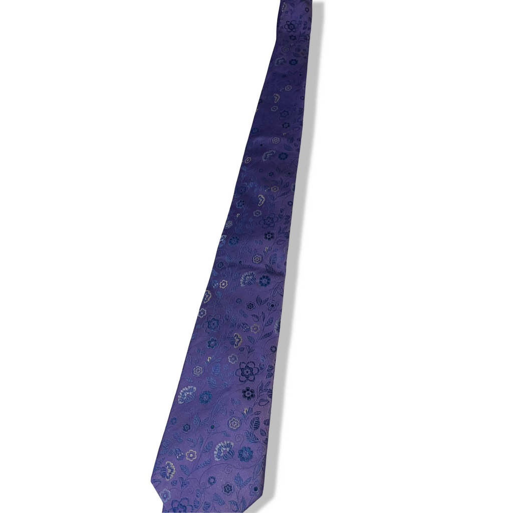 Vintage Thomas Nash purple floral print men's office tie L 56| SKU 3746