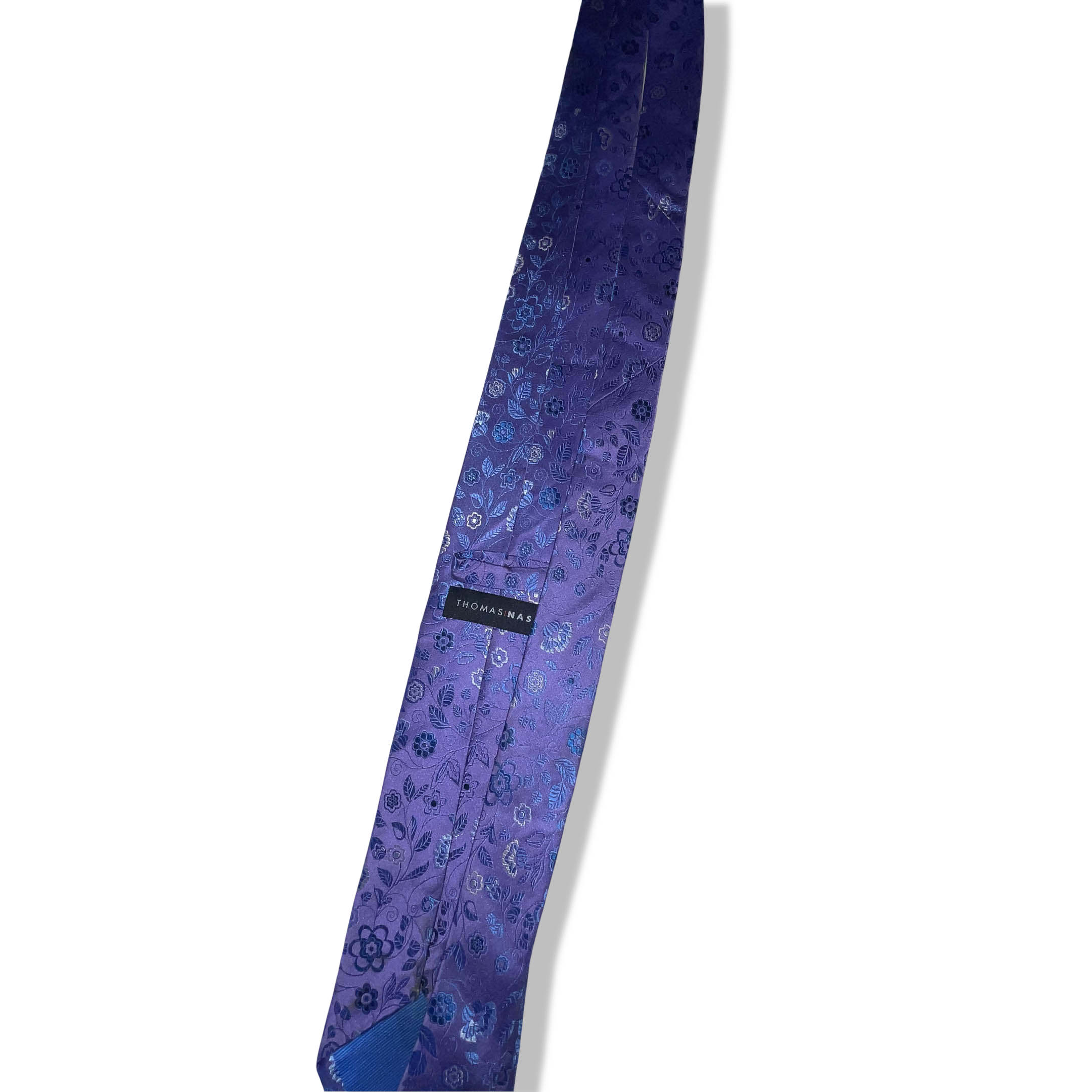 Vintage Thomas Nash purple floral print men's office tie L 56| SKU 3746