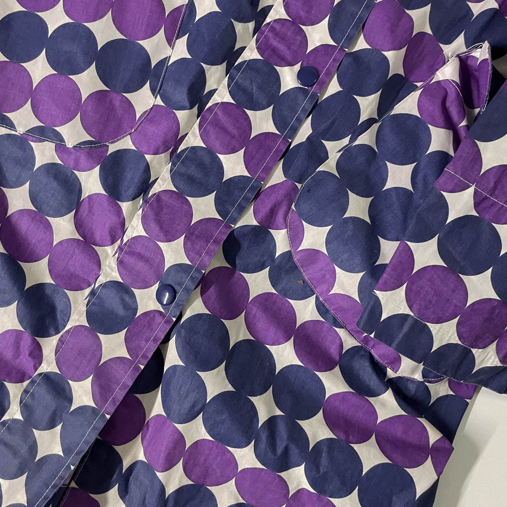 Vintage Women's Pieces Polka Dot Print Purple Hooded Rain Coat IN S/M