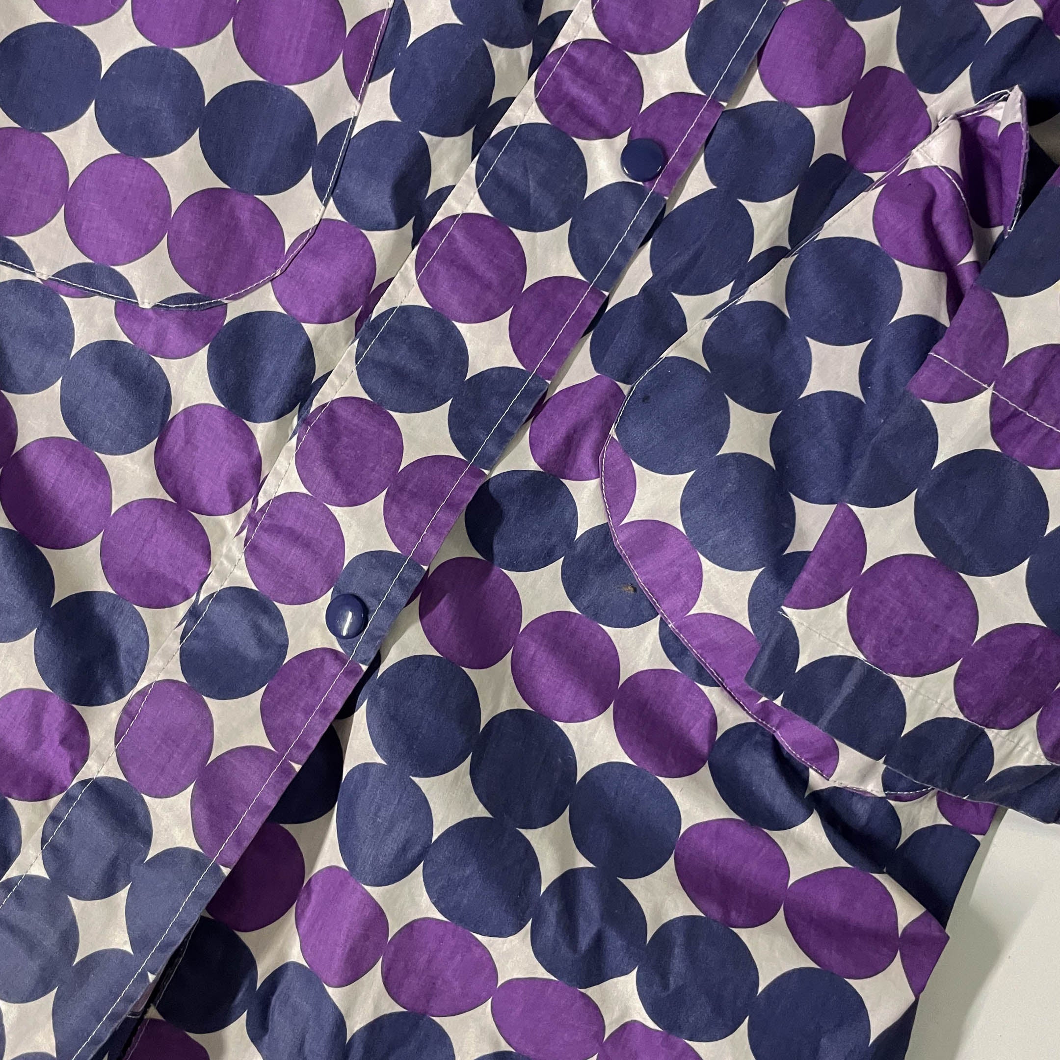 Vintage Women's Pieces Polka Dot Print Purple Hooded Rain Coat IN S/M