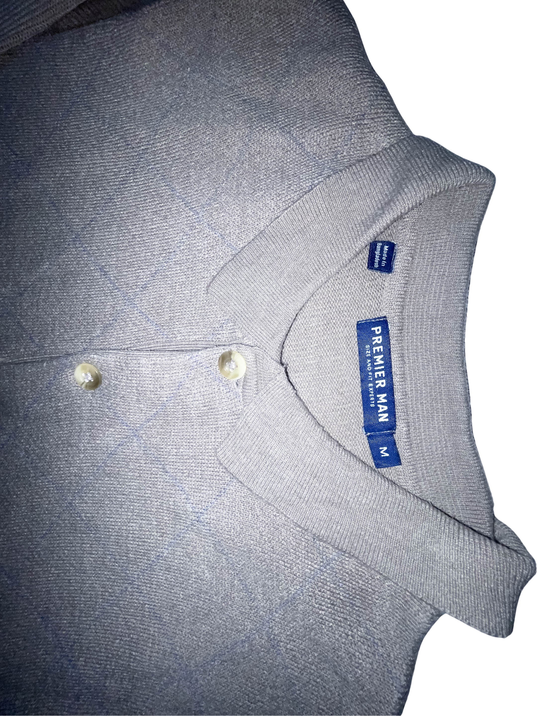 Vintage Premier man long sleeve patterned medium cream polo sweatshirt