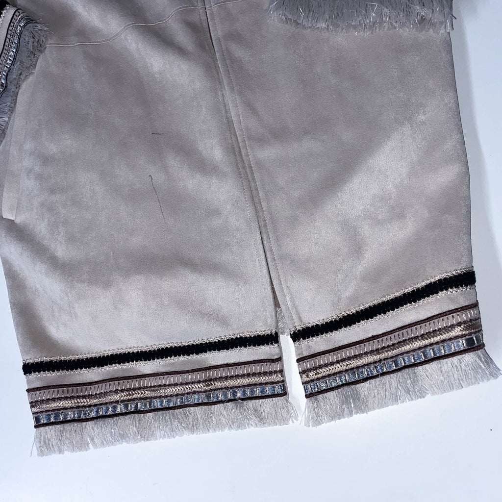 Vintage Zara Women Cream Small Fringed faux suede jacket