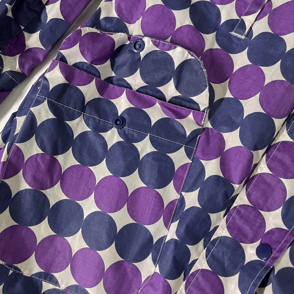 Vintage Women's Pieces Polka Dot Print Purple Hooded Rain Coat IN S/M