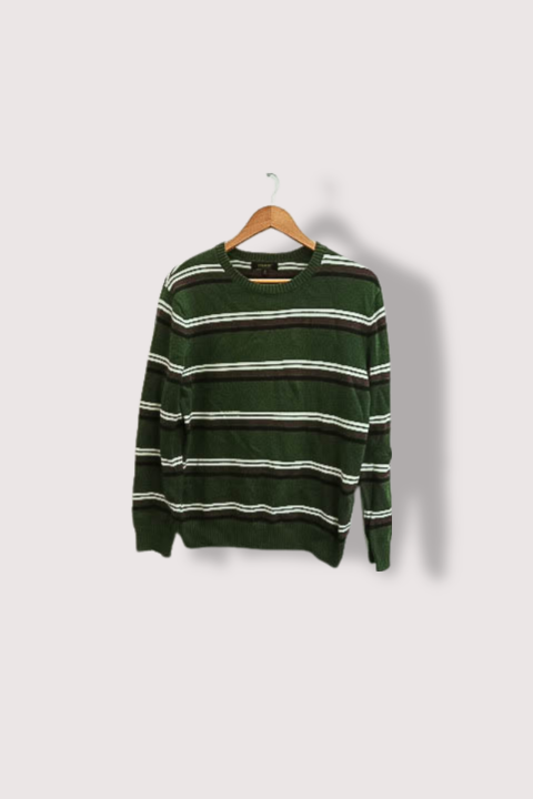 Vintage Yishion womens green stripped medium cotton sweatshirt