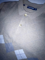 Vintage Premier man long sleeve patterned medium cream polo sweatshirt