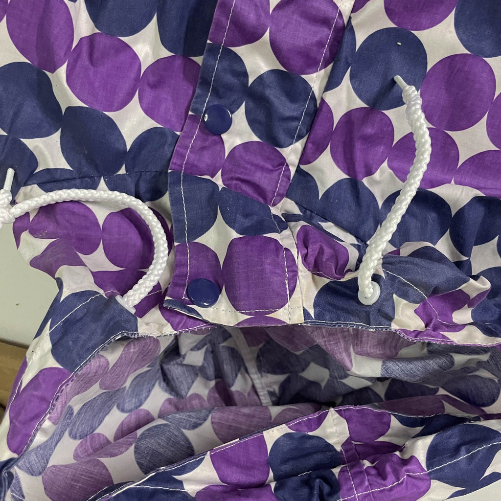 Vintage Women's Pieces Polka Dot Print Purple Hooded Rain Coat IN S/M