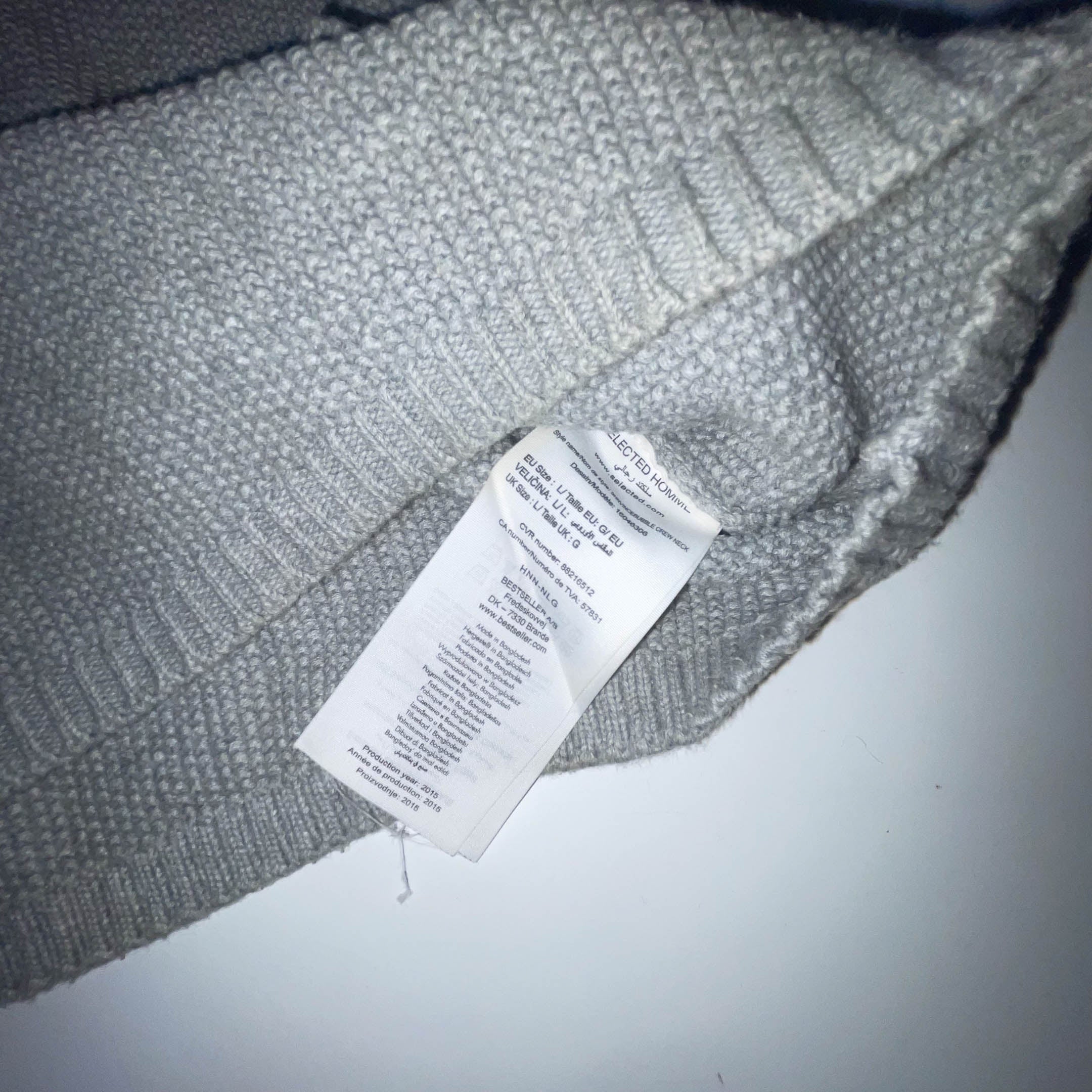 Vintage Grey Selected Homme knitted large sweatshirt