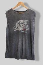 Vintage Superdry Tokyo city graphics Grey mens sleeveless Top XL