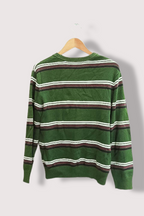 Vintage Yishion womens green stripped medium cotton sweatshirt