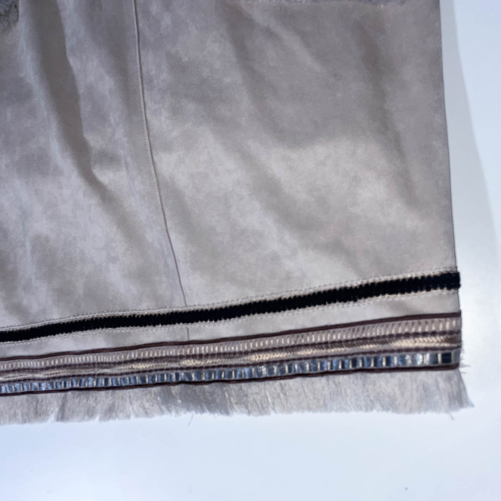 Vintage Zara Women Cream Small Fringed faux suede jacket