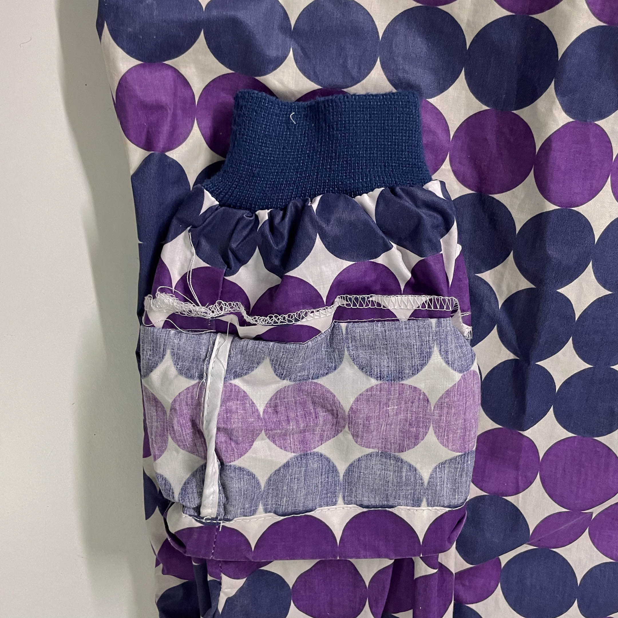 Vintage Women's Pieces Polka Dot Print Purple Hooded Rain Coat IN S/M