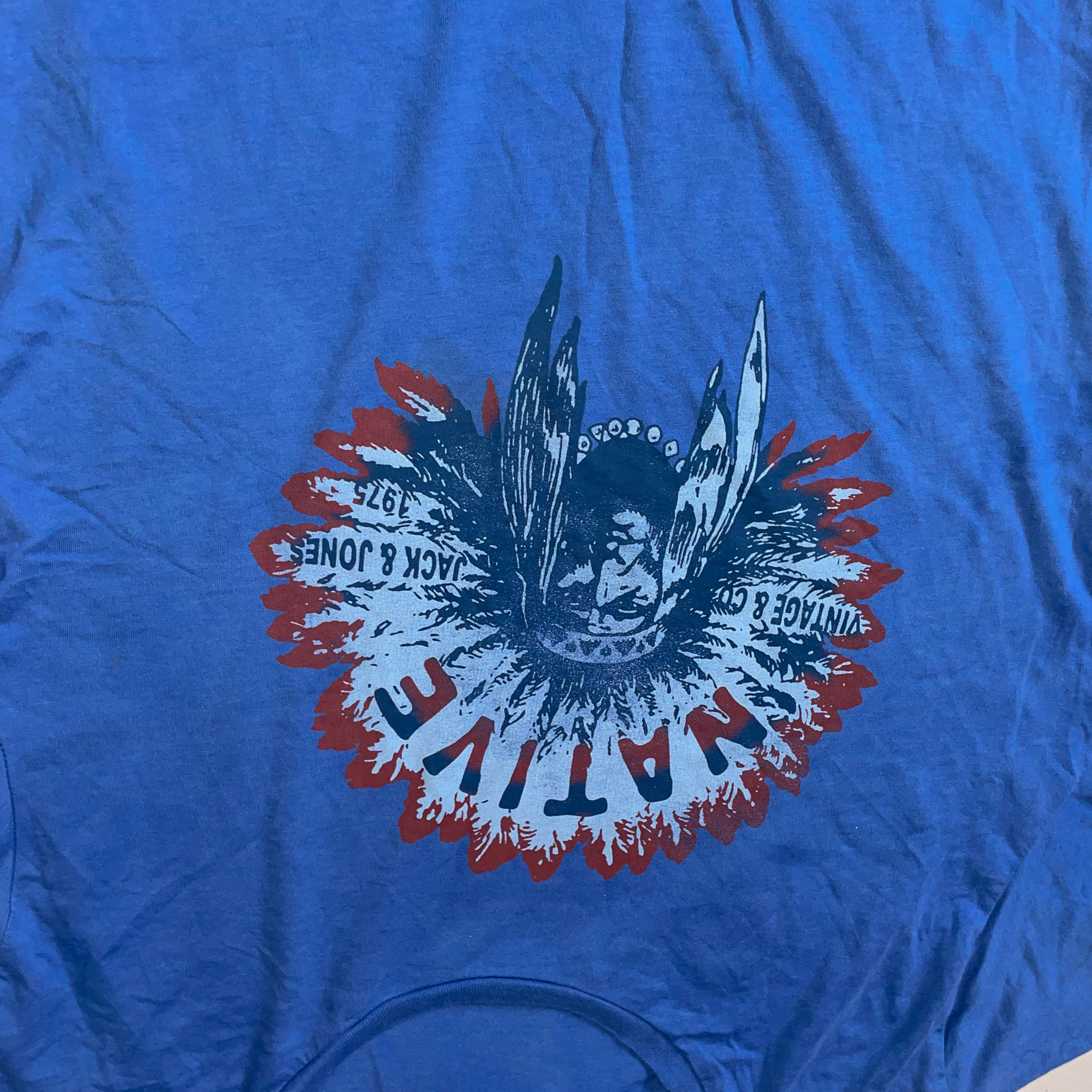 Vintage Jack &amp; Jones 90's Graphics printed mens blue Tshirt XL|L28W20|SKU 3747