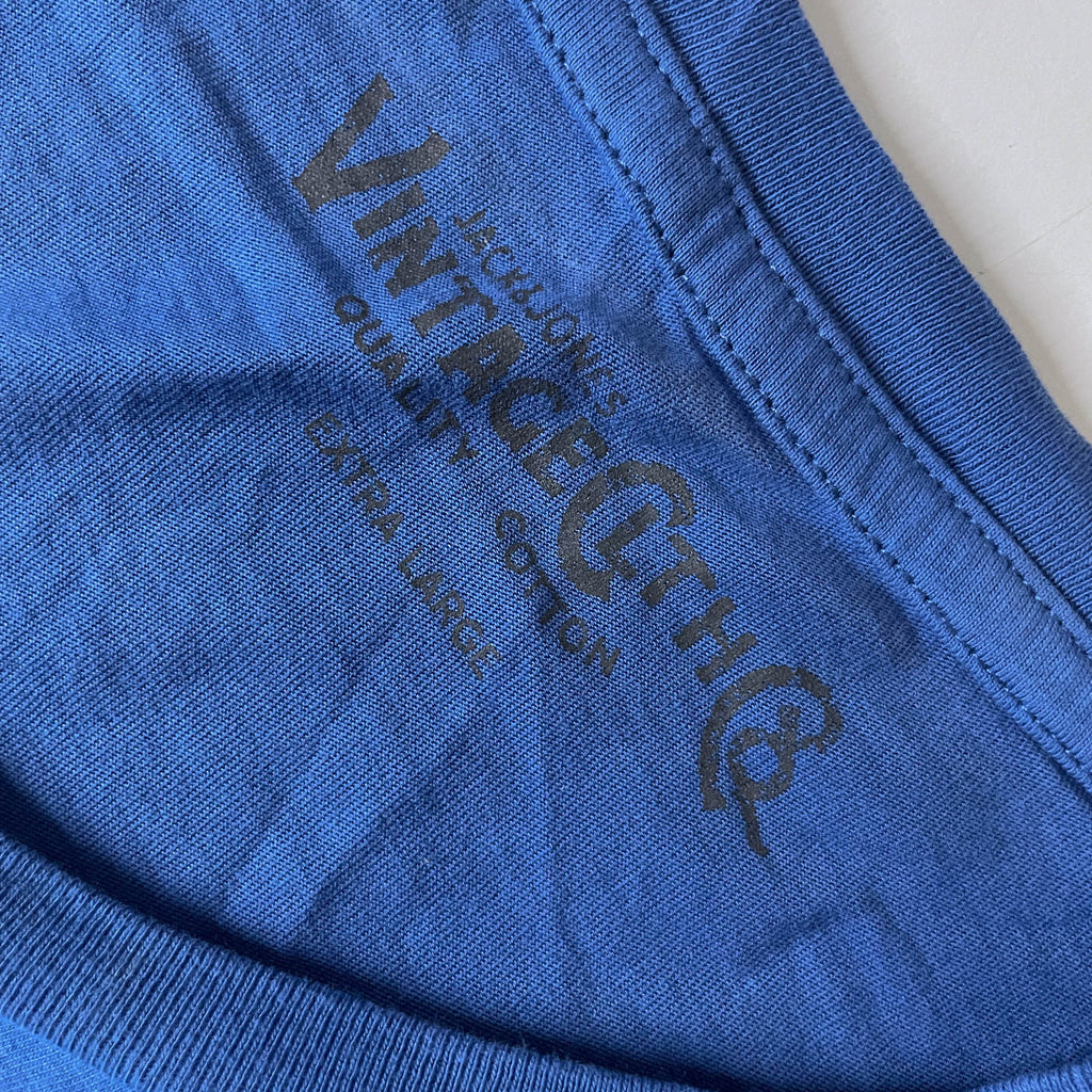 Vintage Jack &amp; Jones 90's Graphics printed mens blue Tshirt XL|L28W20|SKU 3747