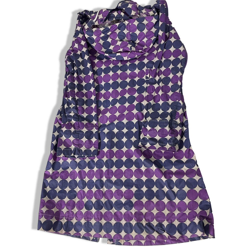 Vintage Women's Pieces Polka Dot Print Purple Hooded Rain Coat IN S/M