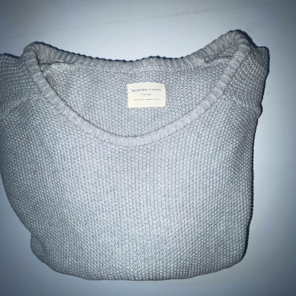 Vintage Grey Selected Homme knitted large sweatshirt