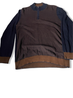 Vintage Benetti large brown and blue 1/4 zip up high neck sweater