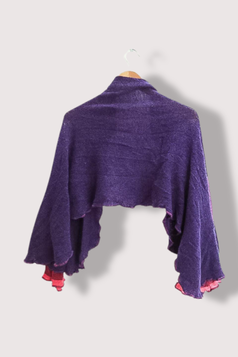 Vintage womens Heather Finn open front purple knitted jacket sweater