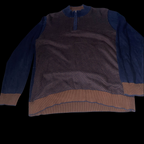 Vintage Benetti large brown and blue 1/4 zip up high neck sweater