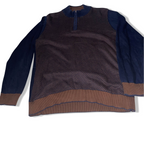 Vintage Benetti large brown and blue 1/4 zip up high neck sweater