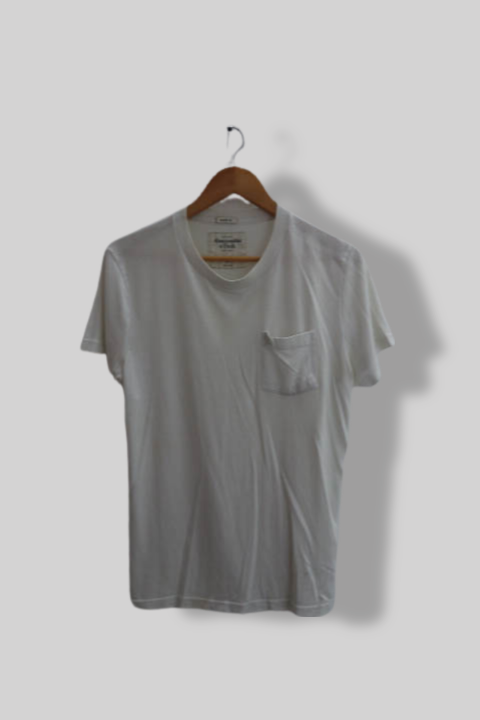 Vintage white Abercrombie & Fitch mens medium tees with front pocket