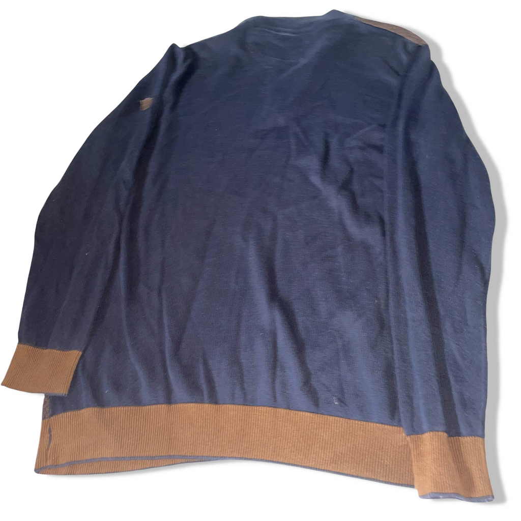 Vintage Benetti large brown and blue 1/4 zip up high neck sweater