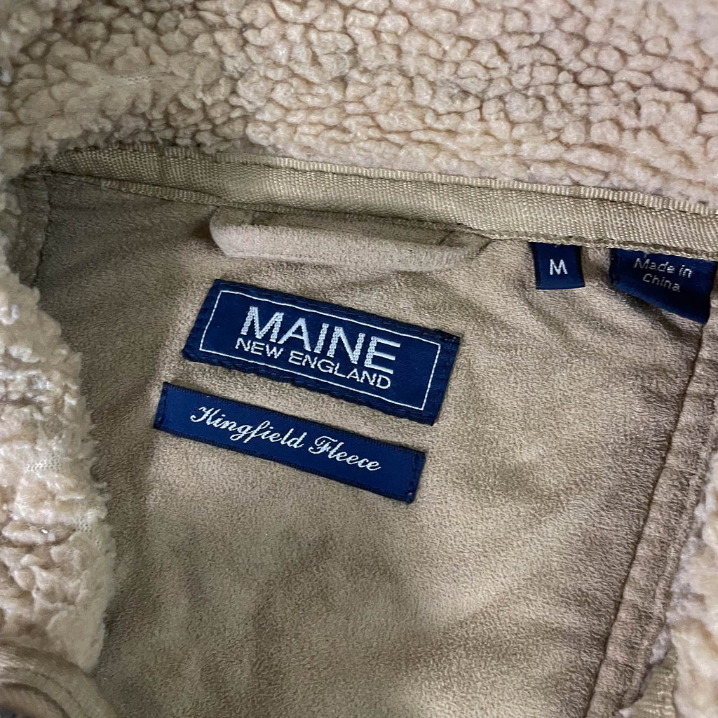 Vintage Men's Maine New England Faux Suede cream full zip jacket in M