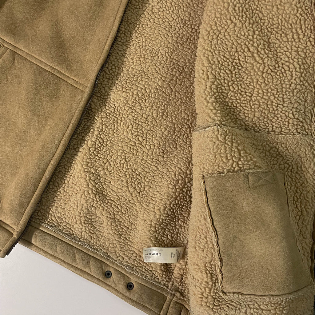 Vintage Men's Maine New England Faux Suede cream full zip jacket in M