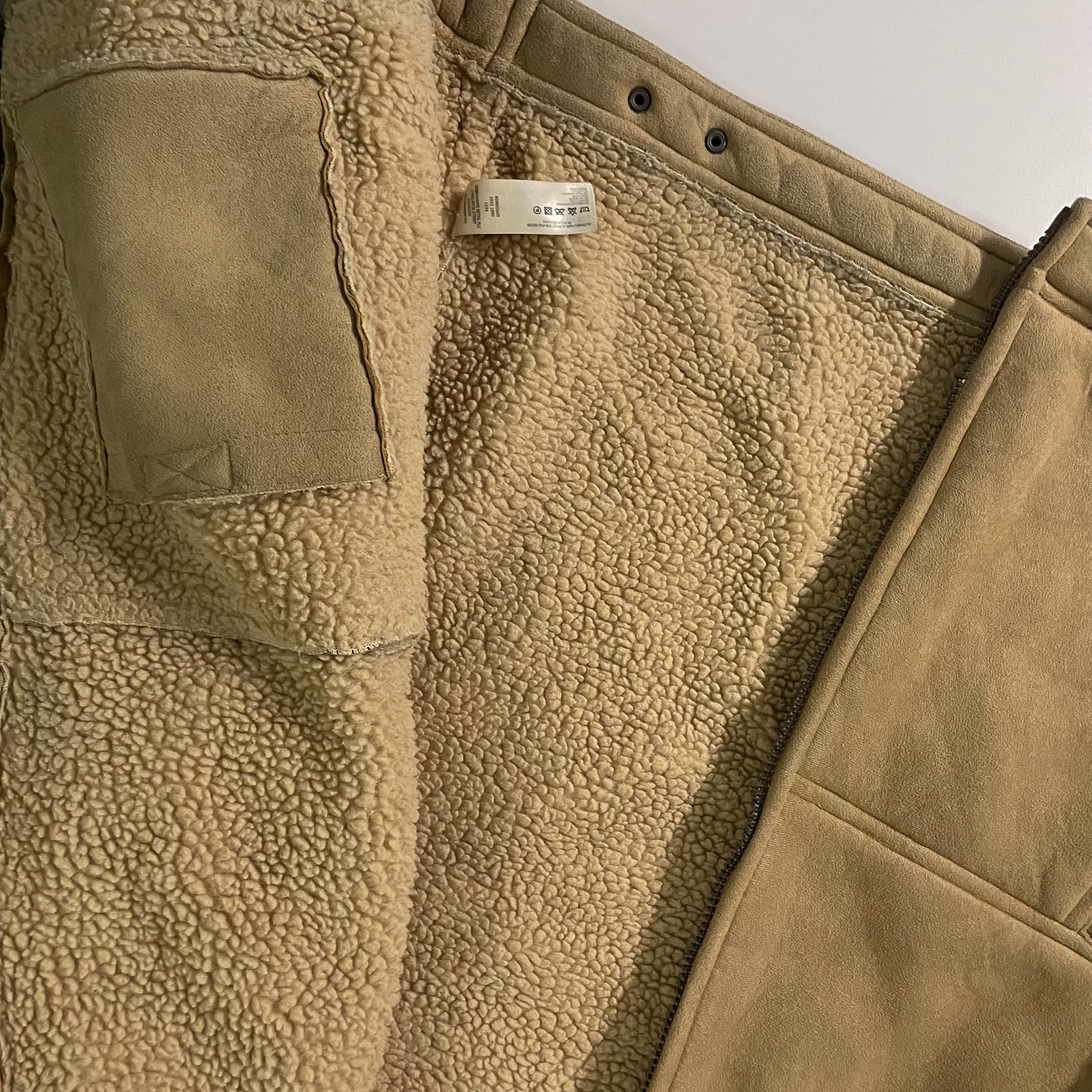 Vintage Men's Maine New England Faux Suede cream full zip jacket in M