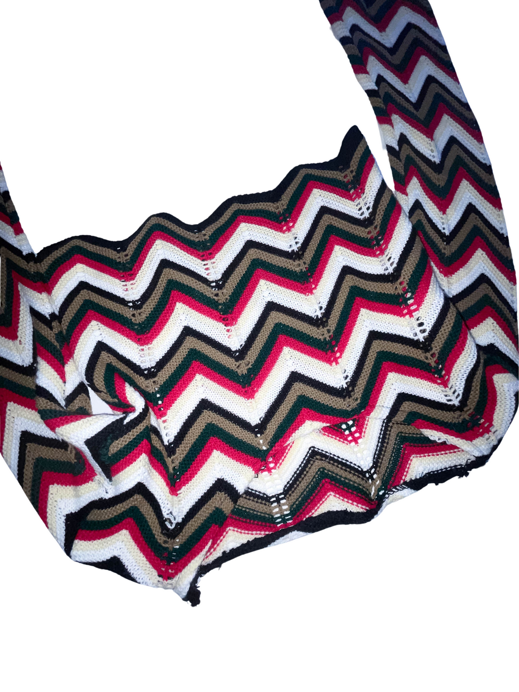Vintage womens Multi Zig zag crochet crop sweater size XS