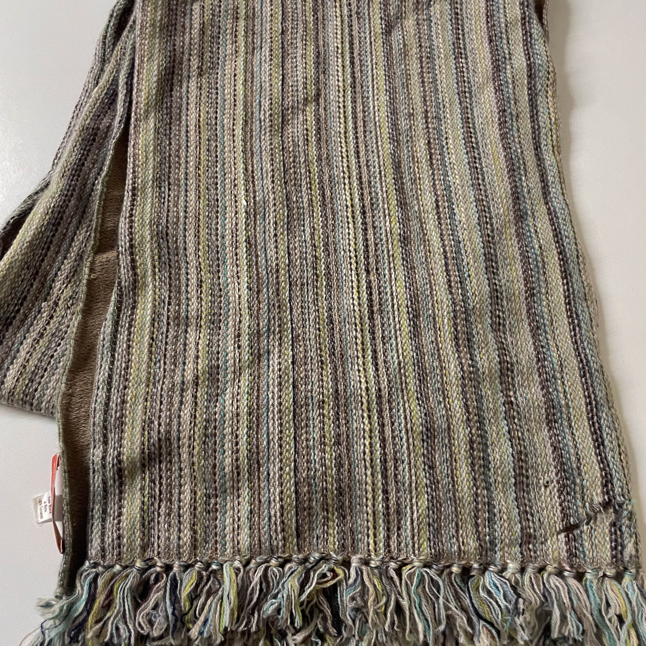 Vintage Dhaulagiri Cashmere brown handwoven in Nepal scarf L 64 W 12|SKU 3750