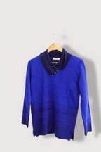 Vintage reflect knitwear chunky cable knit blue womens vneck sweater S/M