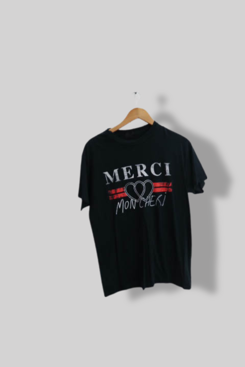 Vintage Black Topshop Merci Mon cheri graphics medium tees