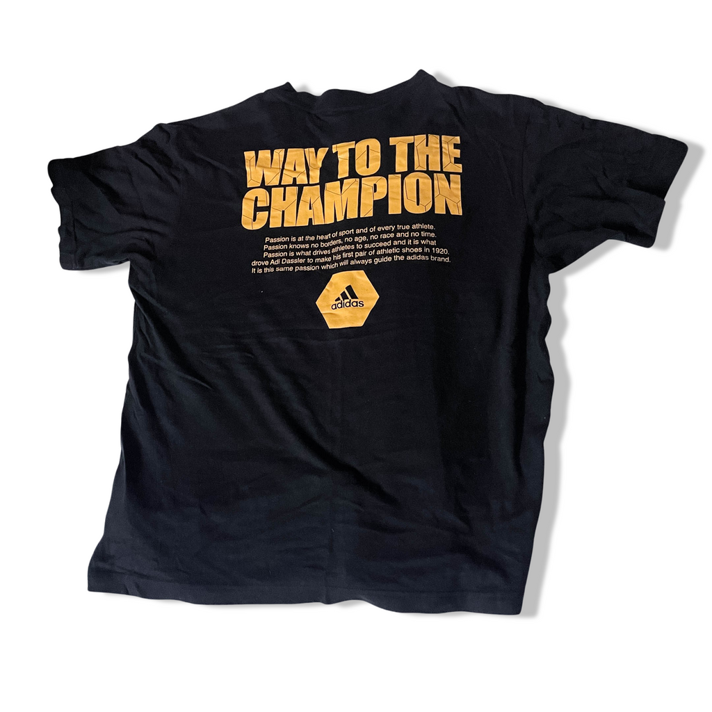Vintage Black Adidas way to the champion mens medium tshirt