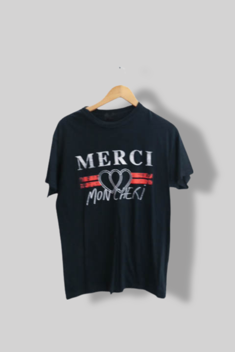 Vintage Black Topshop Merci Mon cheri graphics medium tees