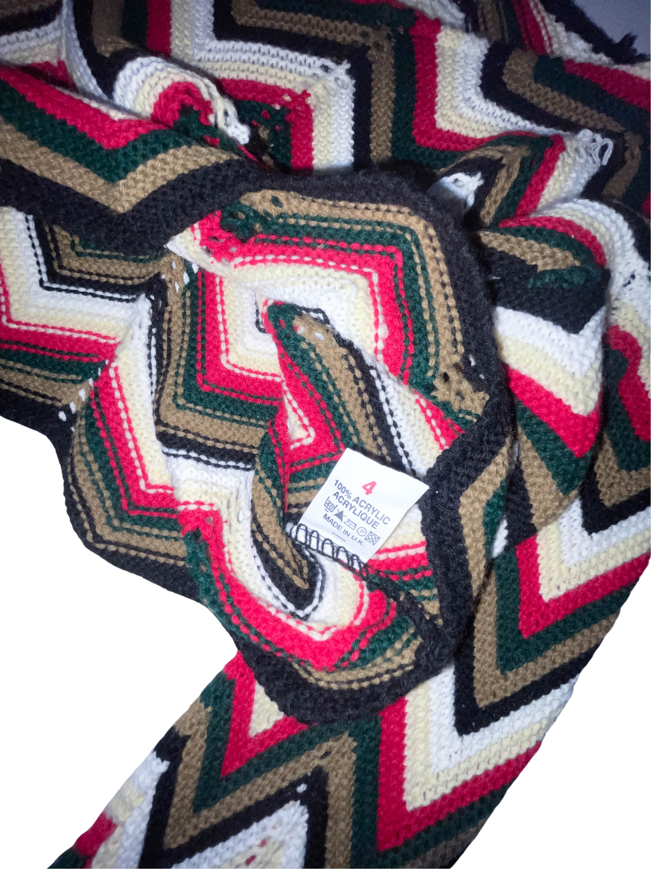 Vintage womens Multi Zig zag crochet crop sweater size XS