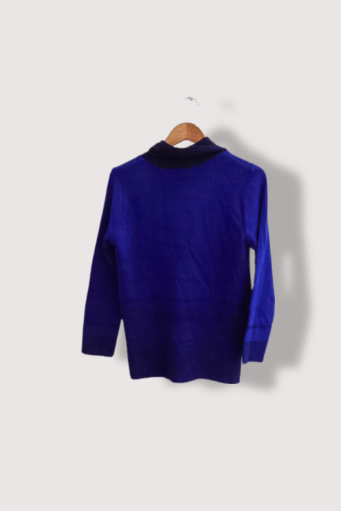 Vintage reflect knitwear chunky cable knit blue womens vneck sweater S/M