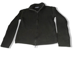 New Pennv Heavy knit full zip up khaki green medium high neck sweater